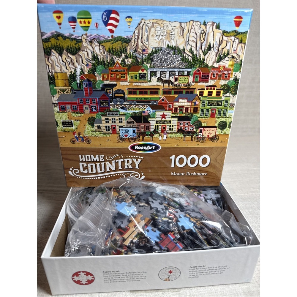 1000 piece‎ RoseArt Home Country called Mount Rushmore BONUS POSTER!